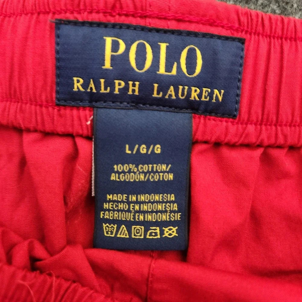 Polo Ralph Lauren Men's L Red All Over Pony Print Cotton Knit Lounge Sleep Pants